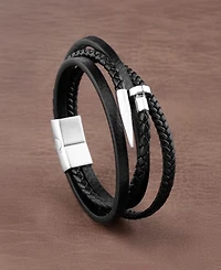 Rhona Sutton Men's Noir Forge Leather & Stainless Steel Bracelet