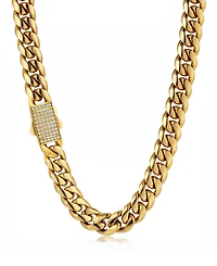 Rhona Sutton Men's Cuban Iced Chain Necklace in 18k Gold Plated