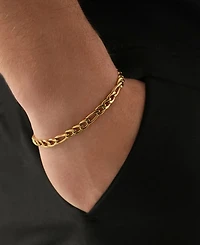 Rhona Sutton Men's Stainless Steel Figaro Chain Bracelet in 18k Gold Plated