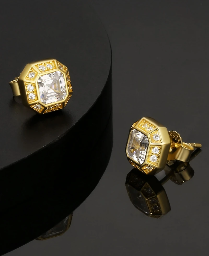 Rhona Sutton Men's Vortex Stud Earrings in 14k Gold Plated