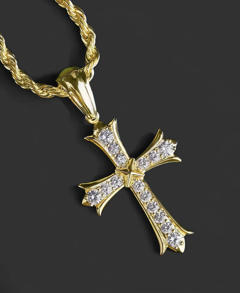 Rhona Sutton Men's Cross Pendant Necklace in 14k Gold Plated Sterling Silver