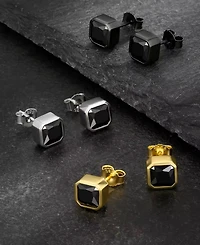 Rhona Sutton Men's Noble Stud Earrings in 14k White Gold Plated Over Sterling Silver