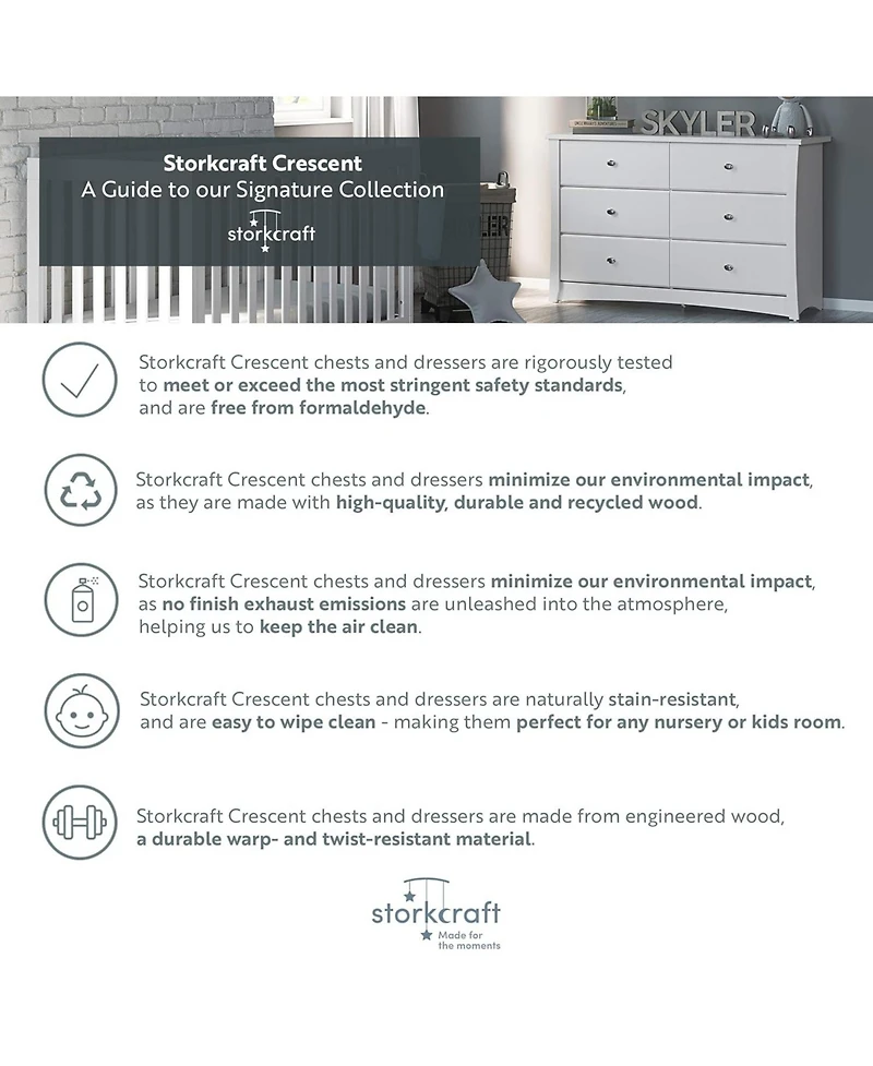 Storkcraft Crescent 6 Drawer Double Dresser