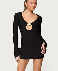 Edikted Women's Coastal Plunge Neck Cutout Mini Dress