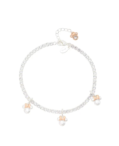 Disney Minnie Mouse Cubic Zirconia Tennis and Minnie Charm Bracelet