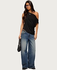 Edikted Women's Ofelia Asymmetric Off Shoulder Ruched Top