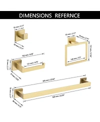 Rainsken 5 Pieces Bathroom Hardware Set, Towel Bar, Towel Holder, Toilet Paper Holder and Towel Hook