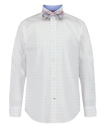 Tommy Hilfiger Boys' 8-20 Long-Sleeve Geo Dot Dress Shirt with Bow Tie