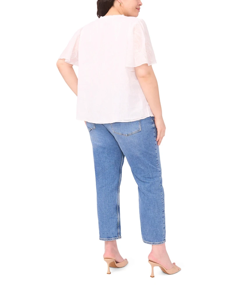 Vince Camuto Plus Tie Neck Short-Sleeve Top