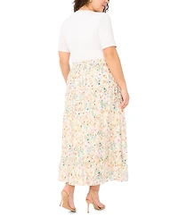 Vince Camuto Plus Tiered Smocked Waist Maxi Skirt