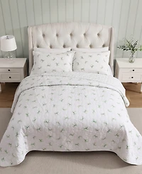 Laura Ashley Bouncy Bows Reversible 3-Pc. Quilt Set, Full/Queen