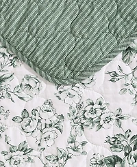 Laura Ashley Toile Delight Reversible -Pc. Quilt Set