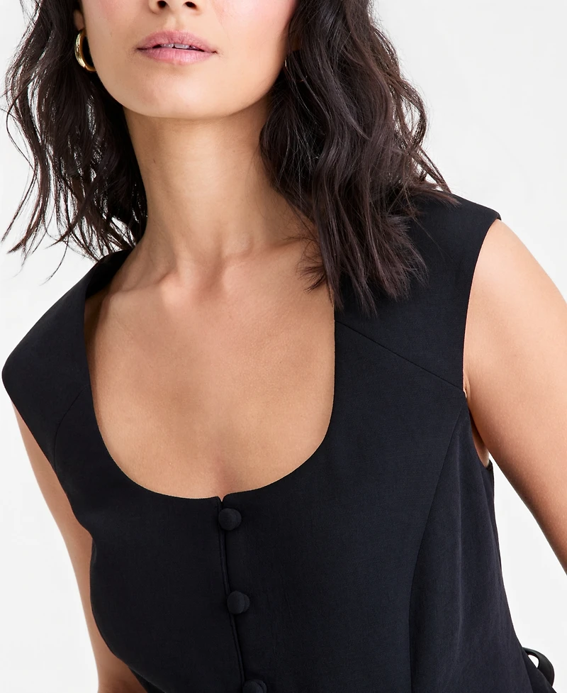 On 34th Women's Crepe Button Front Vest, Macy's Exclusive