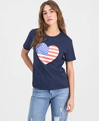 Love Tribe Juniors' Heart Flag Graphic Print T-Shirt
