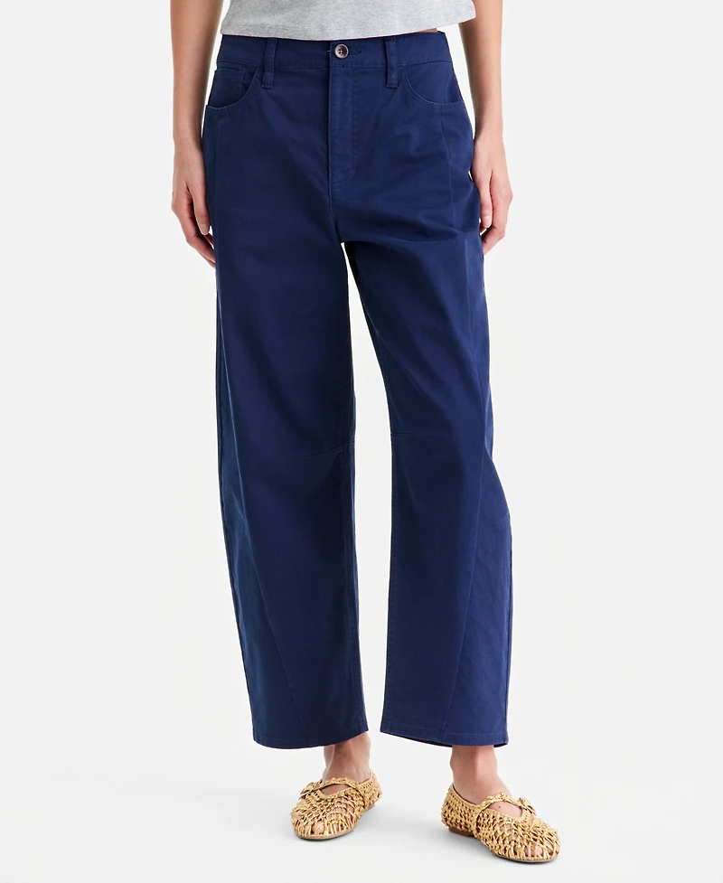 On 34th Women's High-Rise Twill Barrel-Leg Pants, Macy's Exclusive