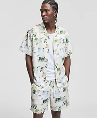 Mode of One Men's Floral Print-Blocked Camp Shirt, Macy's Exclusive