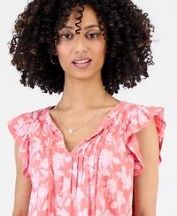 Style & Co Petite Tie-Neck Pintuck-Front Ruffled Top, Macy's Exclusive