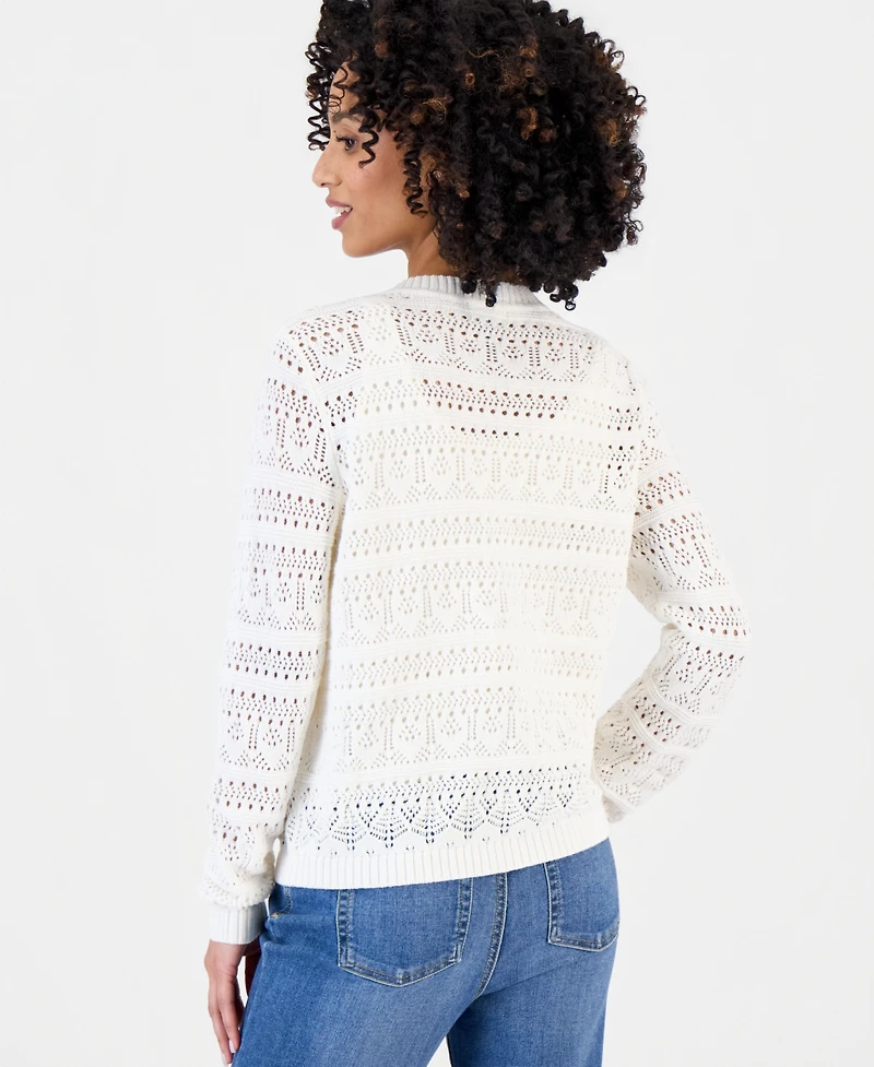Style & Co Petite Cotton Pointelle Cardigan Sweater, Macy's Exclusive