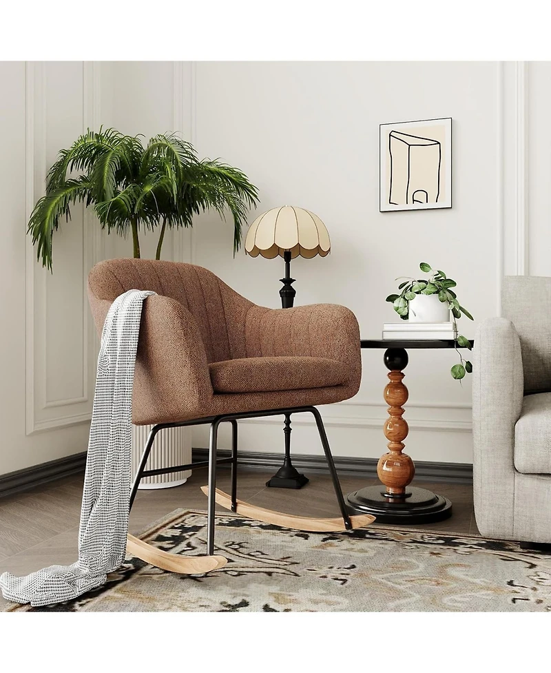 gaomon Rocking Chair Nursery, Teddy Baby Nursery Rocking Chairs, Glider Chair with Armrests and Upholstered Pad, Bedroom Rocker Chair for Baby & Kids