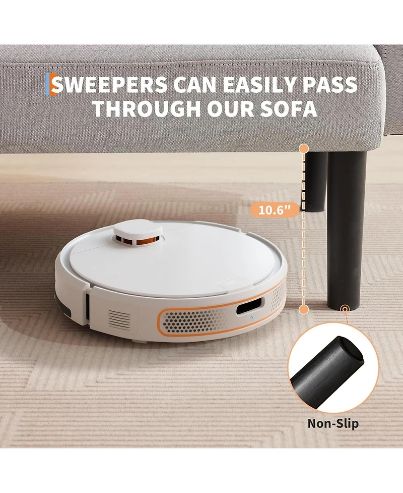 gaomon Convertible Futon Sofa Bed, 75.5” Linen Flannel Loveseat Couch Bed With Solid Wood Legs & 700lbs Capacity