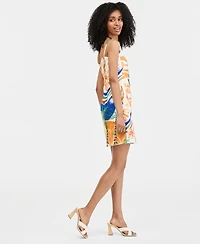 Siena Women's Printed Square-Neck Sleeveless Mini Dress