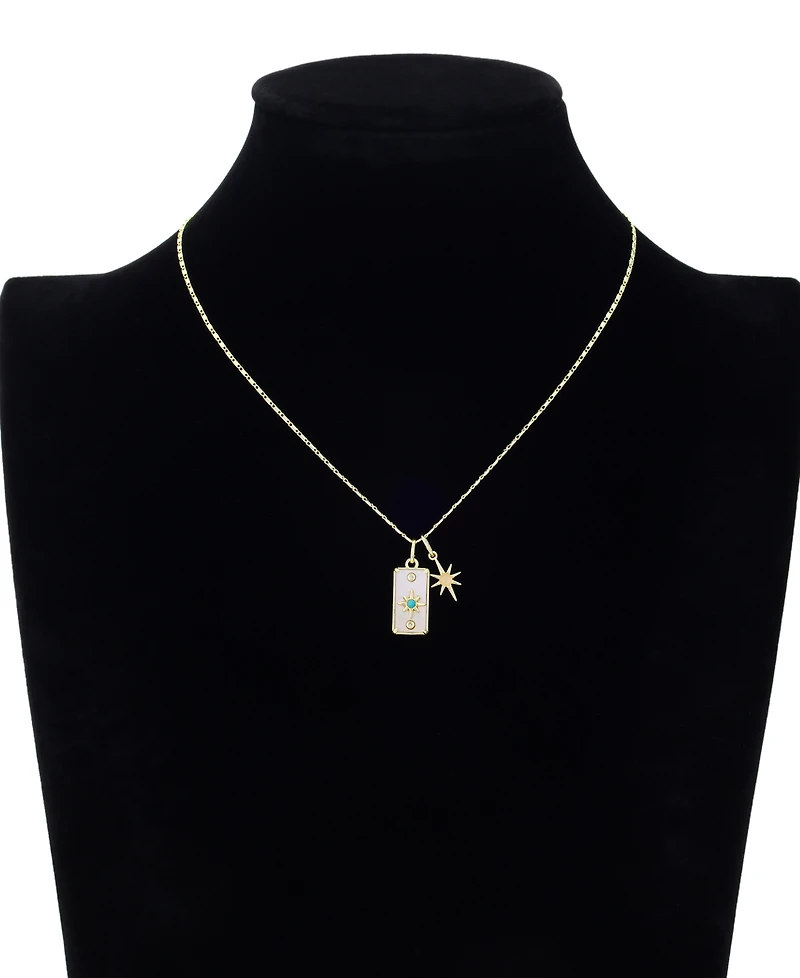 Unwritten Cubic Zirconia and Mother of Pearl Celestial Cluster Charm Pendant Necklace