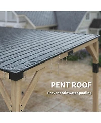 Outsunny 10'x20' Wood Gazebo, Hardtop Lean-to Gazebo Pergola, Light