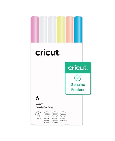 Cricut Acrylic Gel Pens Set, 1.0 mm, 6 Count - For use with Maker, Explore, & Venture Machines