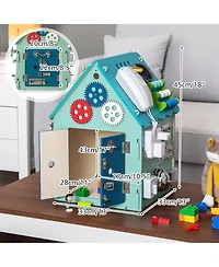 Mecale Montessori Playhouse with Sensory Games and Interior Storage, Blue Kids Play Tent