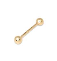 Curata Jewelry Solid 14k Gold Ball Straight Barbell Internally Threaded Tongue Ring