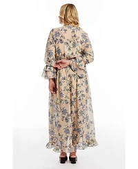 June & Vie Women's Ruffle Detail Maxi Shirt Dress