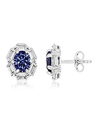 Macy's Tanzanite & Cubic Zirconia Stud Earrings in Sterling Silver