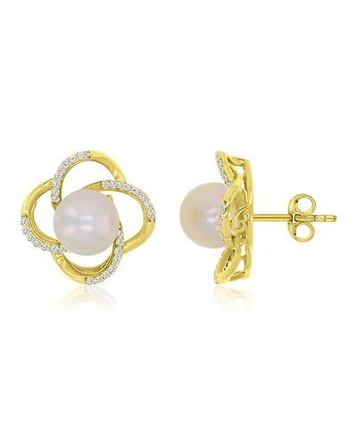 Macy's Imitation Pearl Stud Earrings in 14k Yellow Gold Over Sterling Silver