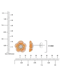 Macy's Diamond & Pink Imitation Pearl Flower Stud Earrings in Rhodium Over Sterling Silver