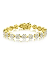 Macy's Cubic Zirconia Flower Tennis Bracelet in 14k Yellow Gold Over Sterling Silver