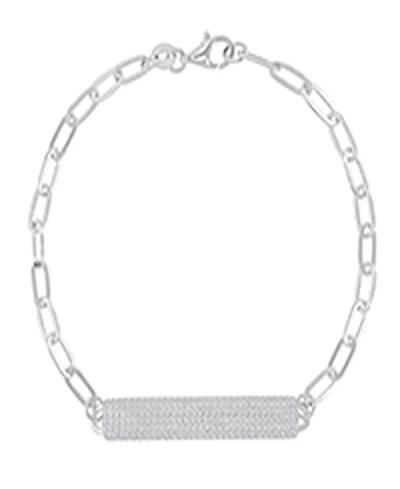 Macy's Cubic Zirconia Pave Id Bracelet in Rhodium Over Sterling Silver
