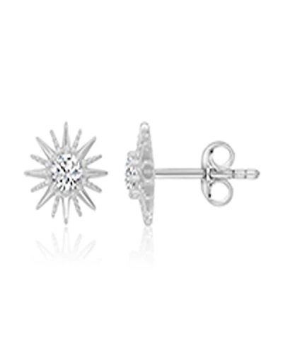 Macy's Cubic Zirconia Starburst Stud Earrings in Rhodium Over Sterling Silver