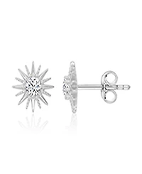 Macy's Cubic Zirconia Starburst Stud Earrings in Rhodium Over Sterling Silver