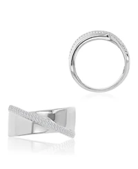 Macy's Cubic Zirconia Crossover Ring Rhodium Over Sterling Silver