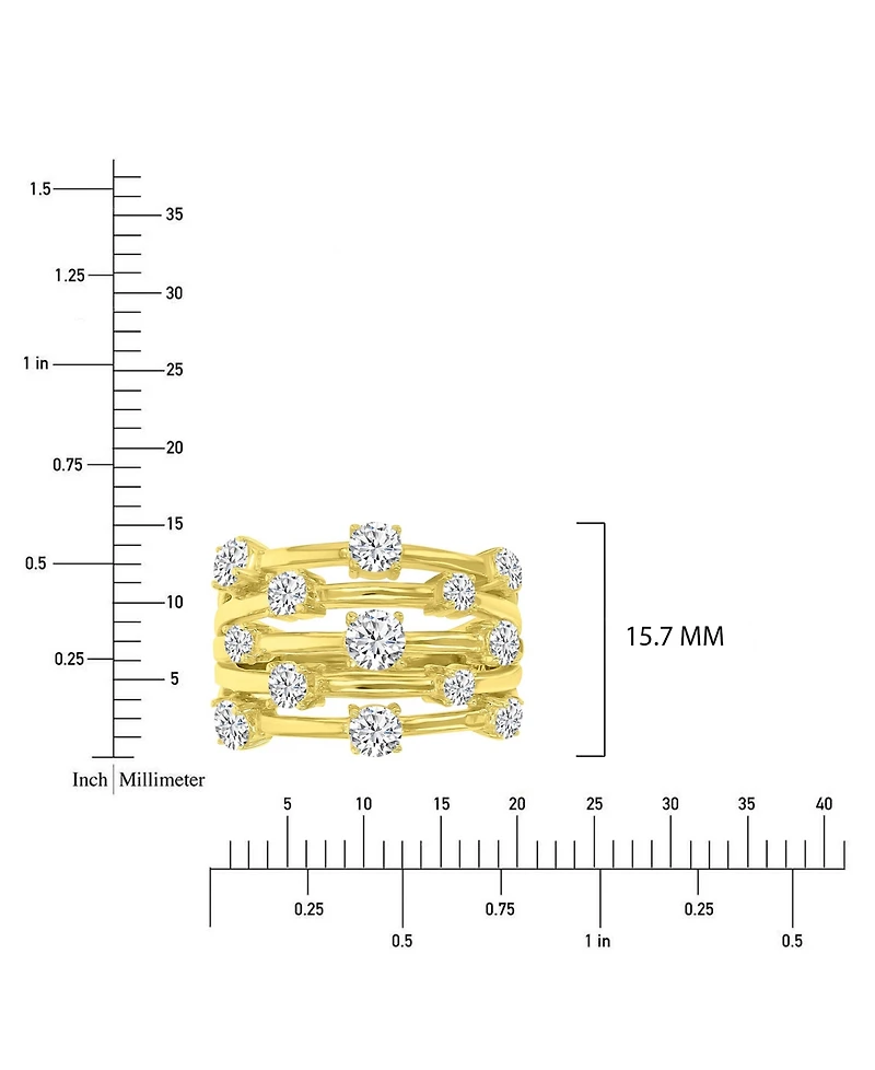 Macy's Cubic Zirconia 5-Row Ring in 14k Yellow Gold Over Sterling Silver