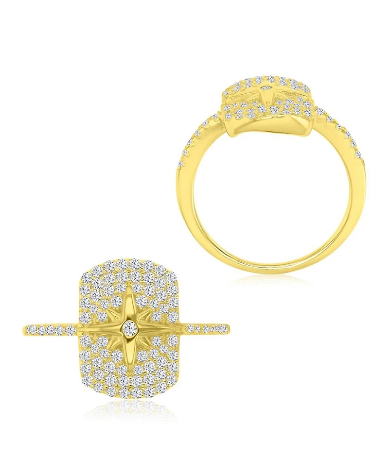 Macy's Cubic Zirconia Star Pave Ring in 14k Yellow Gold Over Sterling Silver