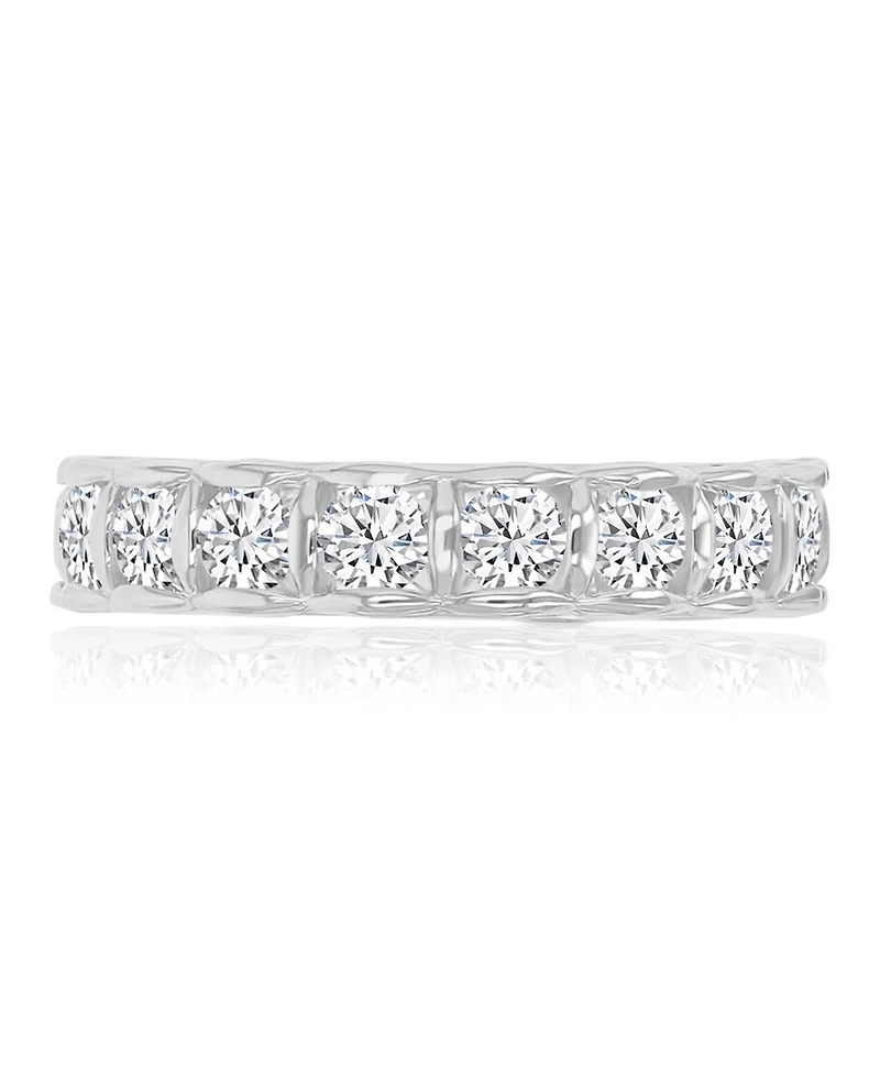 Macy's Cubic Zirconia Eternity Ring in Rhodium Over Sterling Silver