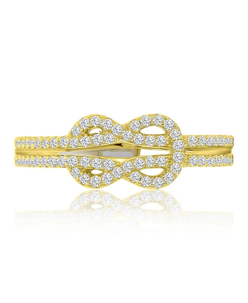 Macy's Infinity Knot Cubic Zirconia Ring in 14k Yellow Gold Over Sterling Silver