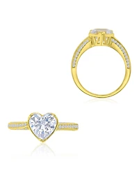 Macy's Heart-Shaped Cubic Zirconia Ring in 14k Yellow Gold Over Sterling Silver
