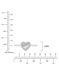 Macy's Cubic Zirconia and Imitation Pearl Heart Ring Rhodium Over Sterling Silver