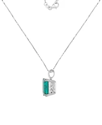 Macy's Created Emerald Solitaire Necklace in 14k White Gold