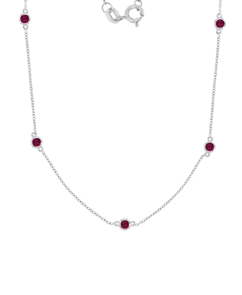 Macy's Created Ruby Station Necklace in Rhodium Over Sterling Silver