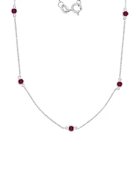 Macy's Created Ruby Station Necklace in Rhodium Over Sterling Silver