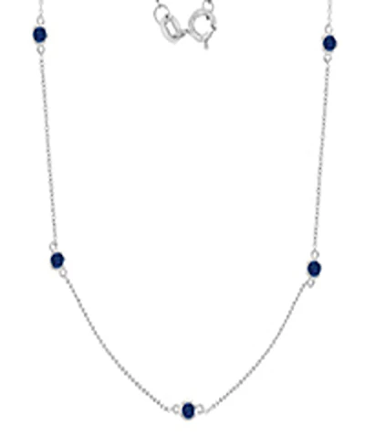 Macy's Created Blue Sapphire Station Necklace in Rhodium Over Sterling Silver