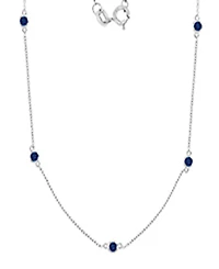 Macy's Created Blue Sapphire Station Necklace in Rhodium Over Sterling Silver